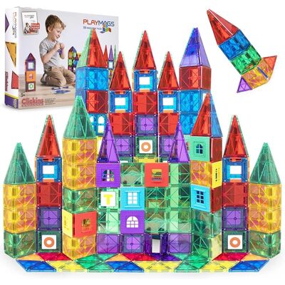 PLAYMAGS Kleurrijk Magnetisch Tegelset - Voor 3 jaar en ouder PLAYMAGS Kleurrijk Magnetisch Tegelset - Voor 3 jaar en ouder