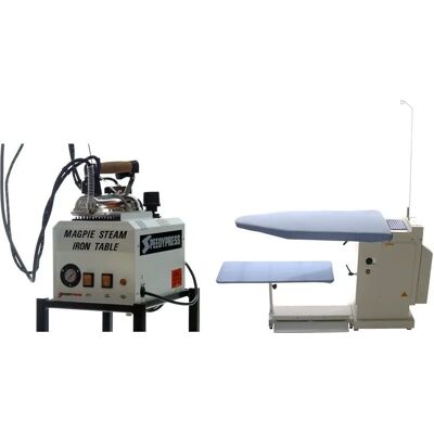 Speedypress Magpie 5-litre Boiler + Pressmaster Wide Ironing Table - Industrial Speedypress Magpie 5-litre Boiler + Pressmaster Wide Ironing Table - Industrial