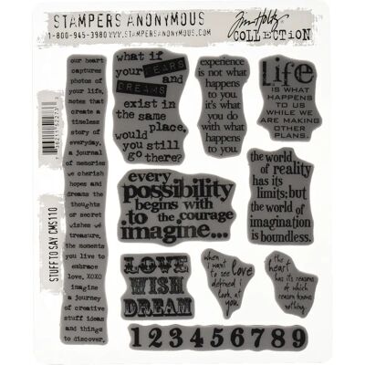 Tim Holtz Stuff to Say - Rubber Stamps - Compatible with eclips 25 Tim Holtz Stuff to Say - Rubber Stamps - Compatible with eclips 25