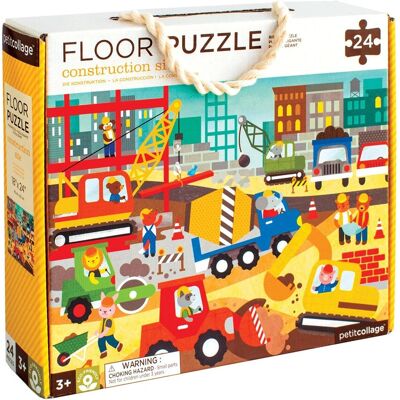 Petit Collage Baustelle Bodenspiel - 24 Große Teile für Kinder Petit Collage Baustelle Bodenspiel - 24 Große Teile für Kinder