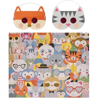 Petit Collage Dierenfestival Puzzel met 3D-brillen Petit Collage Dierenfestival Puzzel met 3D-brillen