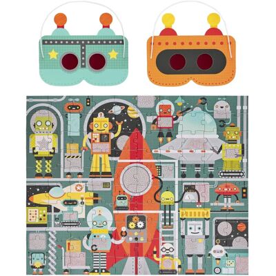 Petit Collage Roboter Puzzle - Mehrfarbig Weltraumthema - 100 Stück Petit Collage Roboter Puzzle - Mehrfarbig Weltraumthema - 100 Stück