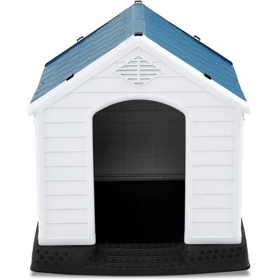 Costway - PP Niche - Bleu Blanc - Plancher Élevé - Maison pour chien - Publicité Costway - PP Niche - Bleu Blanc - Plancher Élevé - Maison pour chien - Publicité
