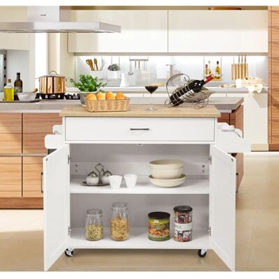 COSTWAY Carrello da Cucina con Ruote in Gomma - Credenza Moderna in Legno COSTWAY Carrello da Cucina con Ruote in Gomma - Credenza Moderna in Legno
