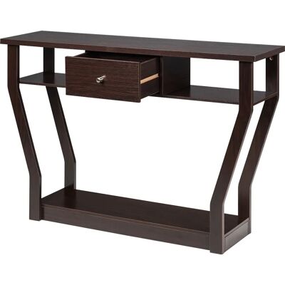 Table Console COSTWAY - 120x30x81cm - 1 tiroir & 2 compartiments - Style rustique - Publicité Table Console COSTWAY - 120x30x81cm - 1 tiroir & 2 compartiments - Style rustique - Publicité
