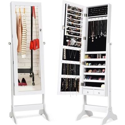 Costway Armario de Joyas Blanco con Espejo - 156x37x46cm Costway Armario de Joyas Blanco con Espejo - 156x37x46cm