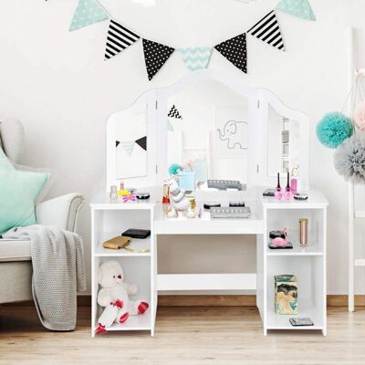 Costway - 2-in-1 Dressing Table - White Costway - 2-in-1 Dressing Table - White