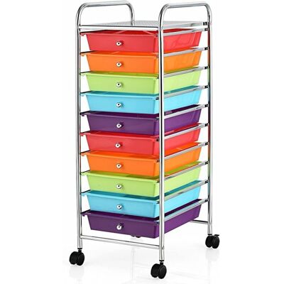 Costway - 10-Drawer Roll Cart - Rot und Lila - 33 x 37 x 86 cm - Storage Cart Costway - 10-Drawer Roll Cart - Rot und Lila - 33 x 37 x 86 cm - Storage Cart