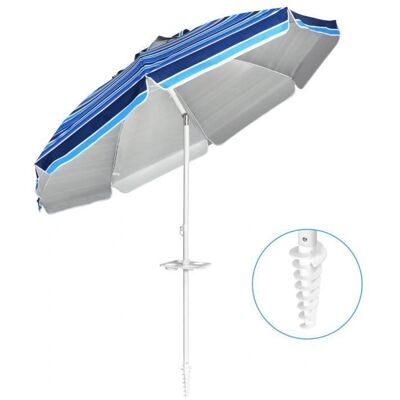 Costway 2,2 m Strandsonnenschirm mit Schatten, Inkl. Tragetasche, Blau Costway 2,2 m Strandsonnenschirm mit Schatten, Inkl. Tragetasche, Blau