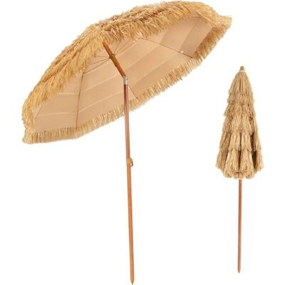 COSTWAY Parasol de Plage - 200cm, Réglable, Effet Paille Naturel - Parasol de Terrasse - Publicité COSTWAY Parasol de Plage - 200cm, Réglable, Effet Paille Naturel - Parasol de Terrasse - Publicité