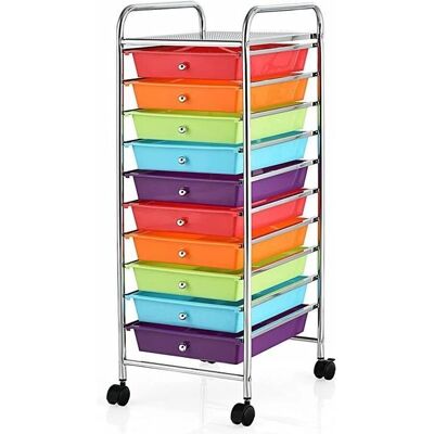 Tour de rangement arc-en-ciel Costway avec 10 tiroirs - 32,5x37x86 cm - Publicité Tour de rangement arc-en-ciel Costway avec 10 tiroirs - 32,5x37x86 cm - Publicité