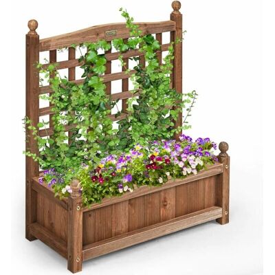 Costway - Valla de jardín - 64.5 x 28 x 75 cm - Marrón oscuro - jardinera Costway - Valla de jardín - 64.5 x 28 x 75 cm - Marrón oscuro - jardinera