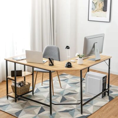 Costway - L-shaped Desk - 138 x 138 cm - 2-tier shelf Costway - L-shaped Desk - 138 x 138 cm - 2-tier shelf