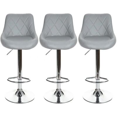 Milan - Set of 3 - Grey - Faux Leather - Bar Stool Milan - Set of 3 - Grey - Faux Leather - Bar Stool