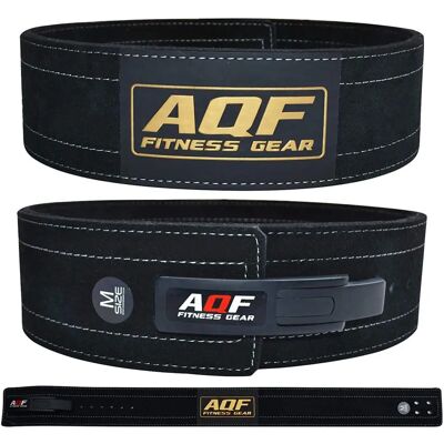AQF - Boucle à levier Cuir bovin - Noir - Ceinture de musculation - Publicité AQF - Boucle à levier Cuir bovin - Noir - Ceinture de musculation - Publicité