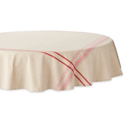 DII French Stripe round 178cm Taupe/Red Tablecloth DII French Stripe round 178cm Taupe/Red Tablecloth