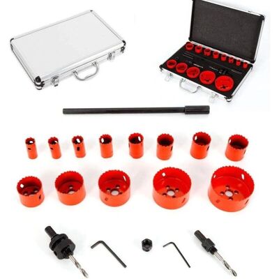 Senderpick - 17 piezas - 19-76 mm - HSS bimetálicas - sierra perforadora set Senderpick - 17 piezas - 19-76 mm - HSS bimetálicas - sierra perforadora set