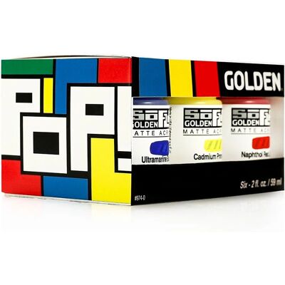 Golden So Flat Matte Acrylic Paint - 59ml - Pop Set of 6 Golden So Flat Matte Acrylic Paint - 59ml - Pop Set of 6