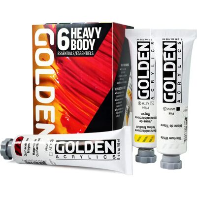 Golden Heavy Body Acrylics - Set of 6 - Artist Paints Golden Heavy Body Acrylics - Set of 6 - Artist Paints