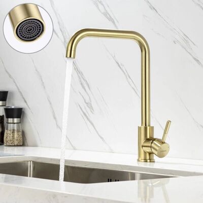 Lavello da Cucina in Acciaio Inox Auralum con Miscelatore Flessibile - Singolo Lavello Lavello da Cucina in Acciaio Inox Auralum con Miscelatore Flessibile - Singolo Lavello