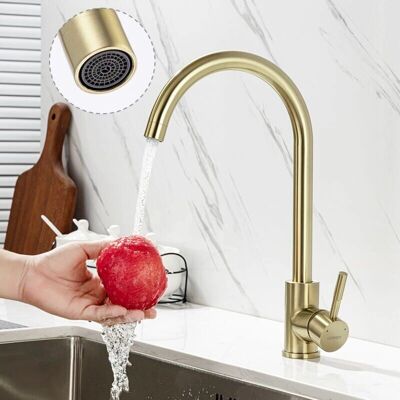 Grifo de Cocina Dorado de Lonheo con Giro a 360° y Aerador Extraíble - Grifo de Cocina Grifo de Cocina Dorado de Lonheo con Giro a 360° y Aerador Extraíble - Grifo de Cocina