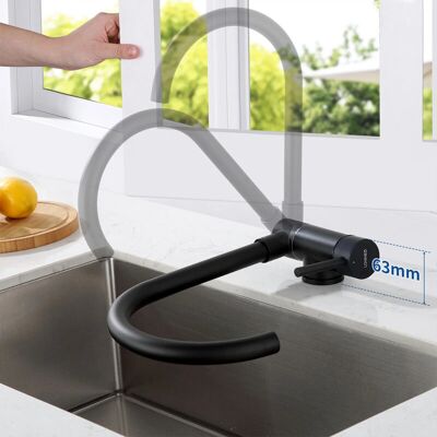 Grifo de Cocina Plegable 180° Lonheo - Negro - Acero inoxidable Grifo de Cocina Plegable 180° Lonheo - Negro - Acero inoxidable