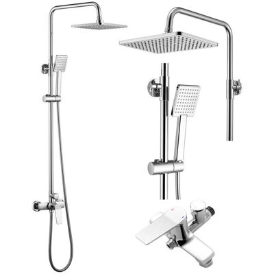 AURALUM - Colonna Doccia Meccanica Cromo - 90-124 cm - Ducho lluvia cuadrado con ducha de mano - Shower column AURALUM - Colonna Doccia Meccanica Cromo - 90-124 cm - Ducho lluvia cuadrado con ducha de mano - Shower column