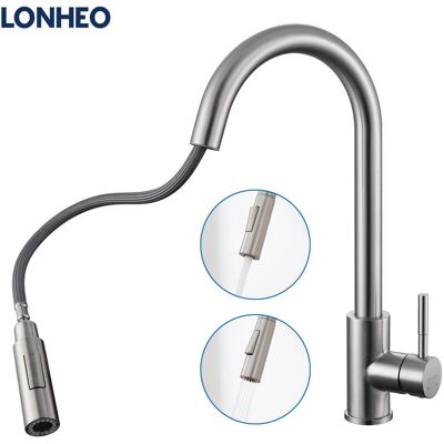 LONHEO Grifo Cocina 50cm - Giratorio, Monomando, Acero inoxidable LONHEO Grifo Cocina 50cm - Giratorio, Monomando, Acero inoxidable