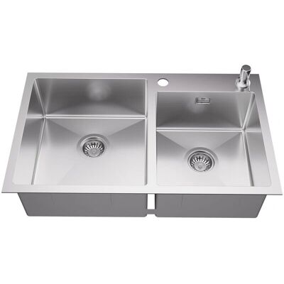 Fregadero de Cocina Doble de Acero Inoxidable - 75x45cm Fregadero de Cocina Doble de Acero Inoxidable - 75x45cm