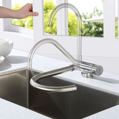 Grifo de Cocina Plegable Lonheo de Acero Inoxidable 360° Giratorio Grifo de Cocina Plegable Lonheo de Acero Inoxidable 360° Giratorio