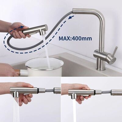 Rubinetto Cucina Lonheo Acciaio Inox - Girevole a 360°, Doccetta Estraibile Rubinetto Cucina Lonheo Acciaio Inox - Girevole a 360°, Doccetta Estraibile
