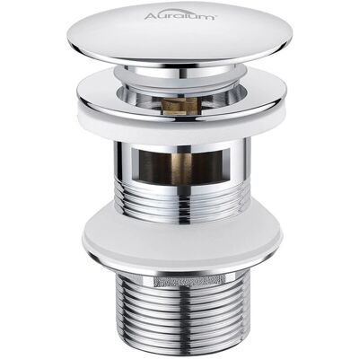 Auralum - Tapón de desagüe con rebosadero - Click-Clack cromado - Accesorio de lavabo Auralum - Tapón de desagüe con rebosadero - Click-Clack cromado - Accesorio de lavabo