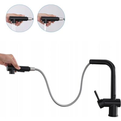 Grifo de Cocina Lonheo de Acero Inoxidable con Giro de 360° - Negro - Grifo con Ducha Extraíble Grifo de Cocina Lonheo de Acero Inoxidable con Giro de 360° - Negro - Grifo con Ducha Extraíble