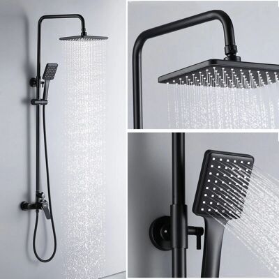 Columna de ducha negra AURALUM con ducha de lluvia y mano - Sistema de ducha Columna de ducha negra AURALUM con ducha de lluvia y mano - Sistema de ducha