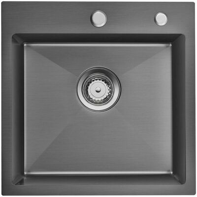 Fregadero de Cocina Auralum 45x45cm de Acero Inoxidable - 1 Vasca, Nano-Recubrimiento Fregadero de Cocina Auralum 45x45cm de Acero Inoxidable - 1 Vasca, Nano-Recubrimiento