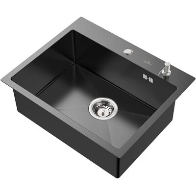 AURALUM - 55x45cm Edelstahl Küchenspüle mit Spender - Ein Becken AURALUM - 55x45cm Edelstahl Küchenspüle mit Spender - Ein Becken