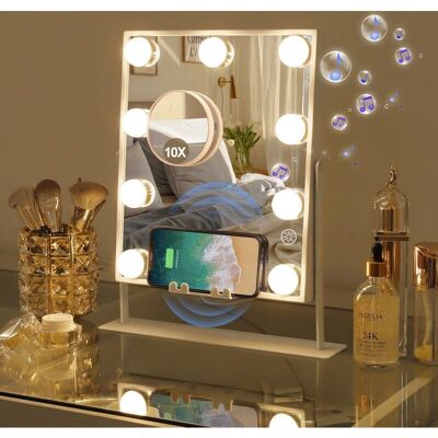 Miroir de maquillage Hollywood VANITII 50x40cm avec lumières - Publicité Miroir de maquillage Hollywood VANITII 50x40cm avec lumières - Publicité