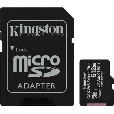 Kingston Canvas Select Plus microSD - microSDXC 512GB (Adaptador) Kingston Canvas Select Plus microSD - microSDXC 512GB (Adaptador)