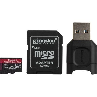 Kingston 64GB Canvas React Plus MicroSD UHS-II Classe 10 Kingston 64GB Canvas React Plus MicroSD UHS-II Classe 10