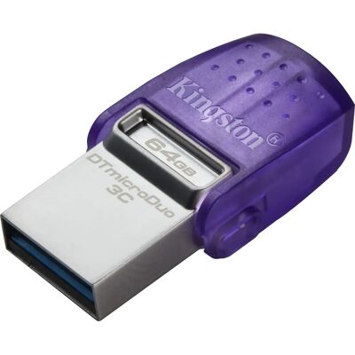 Kingston DataTraveler microDuo 3C USB flash drive - Interfață duală USB Type-A/C 64GB Kingston DataTraveler microDuo 3C USB flash drive - Interfață duală USB Type-A/C 64GB