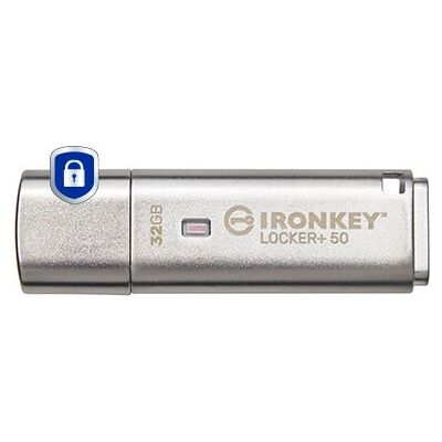 Kingston IronKey Locker+ 50 Pendrive USB 32GB Srebrny Kingston IronKey Locker+ 50 Pendrive USB 32GB Srebrny
