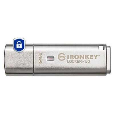 Kingston IronKey Locker+ 50 USB 3.2 Memoria USB 64GB - Plata Kingston IronKey Locker+ 50 USB 3.2 Memoria USB 64GB - Plata