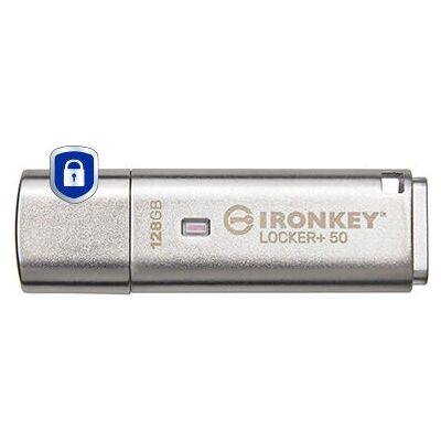 Kingston IronKey Locker+ 50 USB Flash Drive - Plata Kingston IronKey Locker+ 50 USB Flash Drive - Plata