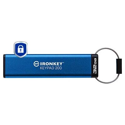 Pendrive Kingston IronKey Keypad 200 - Niebieski - Sprzętowo szyfrowany Pendrive Kingston IronKey Keypad 200 - Niebieski - Sprzętowo szyfrowany