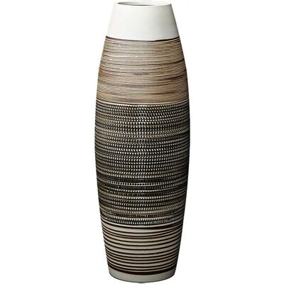 Fanquare - Ceramic Floor Vase - Marrom-Preto Risca Fanquare - Ceramic Floor Vase - Marrom-Preto Risca
