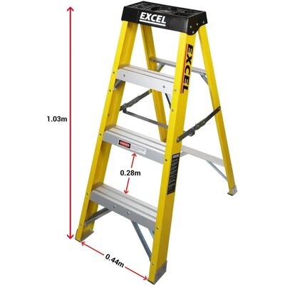 Excel Heavy Duty Fibreglass 3 Tread Step Ladder - Step Ladder Excel Heavy Duty Fibreglass 3 Tread Step Ladder - Step Ladder