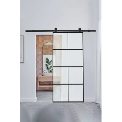 Livingandhome - 183cm Sliding Barn Door - Frosted Glass Livingandhome - 183cm Sliding Barn Door - Frosted Glass