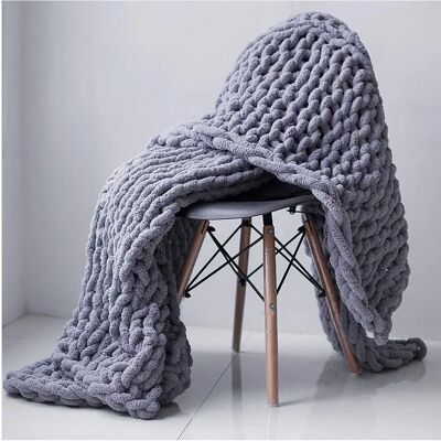 Unknown - Chunky Knit Throw 100x150cm - Grey Unknown - Chunky Knit Throw 100x150cm - Grey