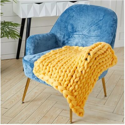 Unknown - Chunky Knit Throw - Yellow - Throw Blanket Unknown - Chunky Knit Throw - Yellow - Throw Blanket