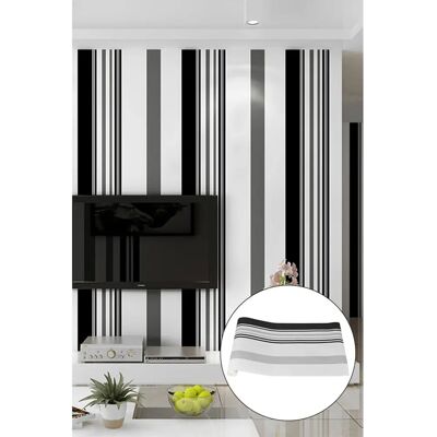 Living and Home - Stripe Nonwoven Wallpaper - Grey - One Size - Wallpaper Living and Home - Stripe Nonwoven Wallpaper - Grey - One Size - Wallpaper
